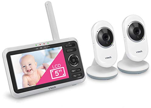 [Newly Upgraded] VTech VM350-2 Video Monitor with Battery supports 12-hr Video-mode, 21-hr Audio-mode, 5 Screen, 2 Cameras, 1000ft Long Range, Bright Night Vision, 2-WayTalk, Auto-onScreen, Lullabies