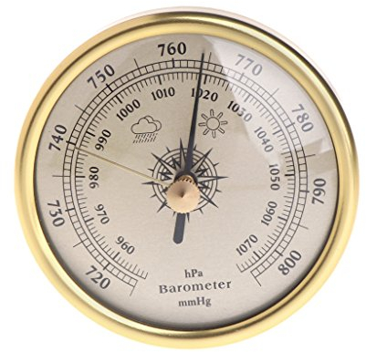 BIlinli Barometro a Muro 72mm 1070hPa Stazione meteorologica ad Aria quadrante Tondo Color Oro