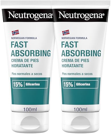 Neutrogena Fórmula Noruega Crema de Pies Absorción Inmediata (pack de 2 x 100 ml), crema hidratante para pies normales a secos, crema no grasa de absorción rápida