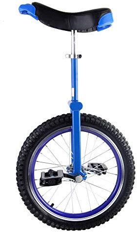 Einrad,360 Grad Drehbar Akrobatik Balance Radfahren Heimtrainer,Verstellbarer Konturierter Ergonomischer Sattel FüR AnfäNger / 16 Zoll/Blau