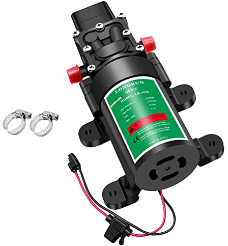 LONGRUN 12V DC Water Transfer Pump，12 Volt Diaphragm Pump Self Priming Sprayer Pump with Pressure Switch 4.5 L/Min 1.2 GPM 85 PSI for RV Garden Lawn Marine Boat