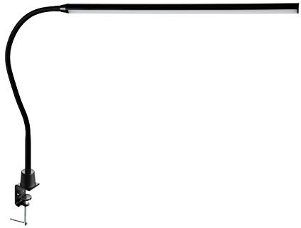 Alco-Albert - LED Schreibtischlampe mit Tischklemme 56 LEDs 10W | Klemmleuchte mit 3 Helligkeitsstufen und flexiblem Leuchtenkopf für Schreibtisch, Werkbank und Regal