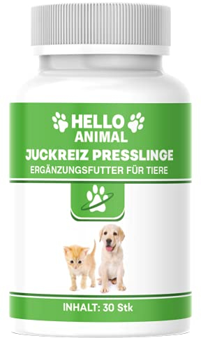 NEU: HelloAnimal® JUCKREIZ Presslinge für Hunde & Katzen, SOFORTHILFE bei Hautreizungen, pflegt Haut und Fell bei Läuse, Flöhe, Milben