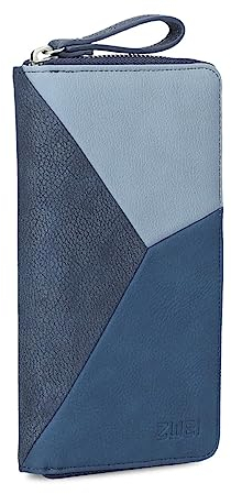 Damen Geldbörse JANA J2 Wallet 20 x 11 cm hochwertiges Kunstleder im Tricolor-Design, Portemonnaie mit 12 Kartenfächern, Münzfach, Sichtfach für Ausweise, mit umlaufenden Reißverschluss (nubuk-blue)