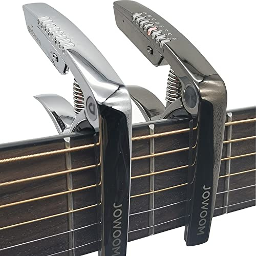 Personality Advanced Capo-Tuner 2-in-1 for Acoustic Guitar with USB Rechargeable Battery/LED Edge Lighting Display Guitar Universal Accessories (Capo-Tuner 2-in-1 silver)