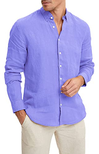 Camicia in Lino Uomo Sartoriale Casual Elegante Primavera Estate Fresca
