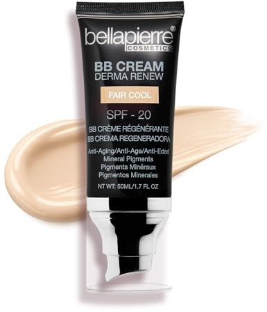 bellapierre BB-Creme mit LSF 20 – getönter Sonnenschutz, Concealer, matte Grundierung und feuchtigkeitsspendende Gesichtscreme | Ungiftig und parabenfrei | 50 ml – Fair Cool