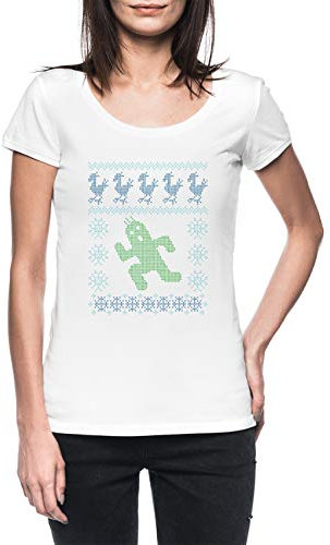Luxogo Noël Cactus Femme Blanc T-Shirt Manches Cortes Women's White T-Shirt 3XL