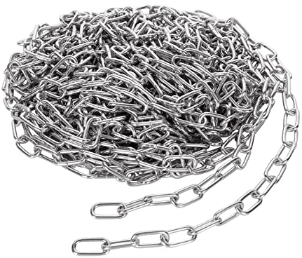 JMIATRY 15 Meter Länge 304 Edelstahlkette, 3 mm robuste Kettenglieder, verzinkter Stahl, geschweißte Gliederkette für Zauntor, Garagentore, Schaukelkette und Fahrrad-Sicherheitsschloss