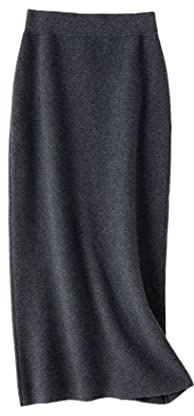 FULBHPRINT Jupes longues d'hiver tricotées en cachemire pour femmes - Taille haute - Bas en laine trapèze, Dark Gray9, 48