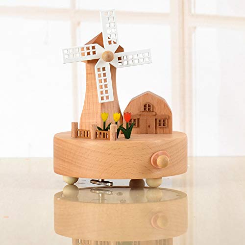 Ornamente Kreativer Geburtstag Rustikale Hölzerne Holländische Windmühle Rotierende Spieluhr Kunsthandwerk Heimdekoration 11 11 16cm