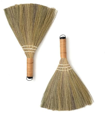TTS Short of Vietnamese Set 3 Whisk Broom - Viet Natural Straw Broom - Small Broom (12.5 in)