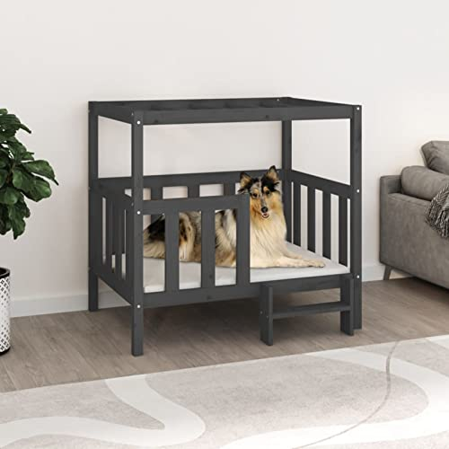 XIAOGUANG Hundebett, Hundekissen, Katzenbett, Dog Bed, Hunde Bett, Katzensofa, Hundecouch, Petbett Hunde, Grau 105,5x83,5x100 cm Massivholz Kiefer