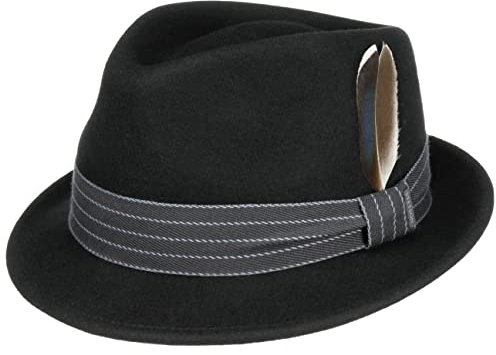 Stetson Chapeau en Laine Norborne Trilby Femme/Homme - Outdoor Hiver Automne-Hiver - L (58-59 cm) Noir