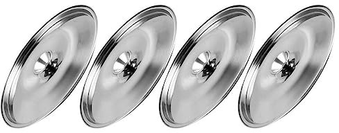 Yardwe 4 Stück Edelstahl-Topfdeckel Kleiner Pfannendeckel Kochtopf-Abdeckung Gewürztopf Gewürze Töpfe Mini-Kochgeschirr-Deckel für Tassen Pfannen Rührschüsseln Abdeckungen 12 Cm
