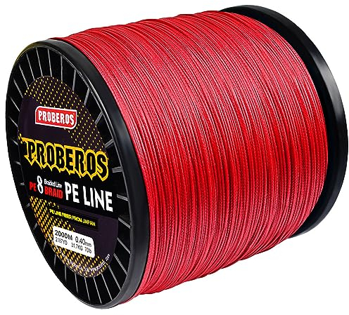 HACLEN 8-Fach Geflochtene Angelschnur, 6-300Lb, 2000M(2187Yards) Ultradünn, Sensibel, Präziser Wurf, Weicher Und Geschmeidiger, Abriebfest, Keine Dehnung, Kein Memory,Rot,6LB/0.1mm
