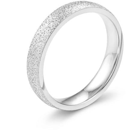 meditoys Edelstahlring mit sandgestrahlter Oberfläche, 4mm breiter Ring, Damenring aus Edelstahl, Farbe: Silber, robust und kratzfest