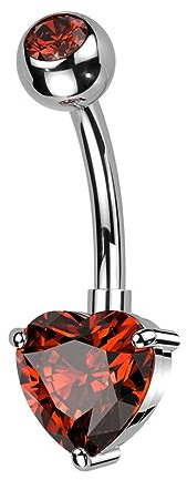beyoutifulthings Bauch-nabelpiercing Herz Zirkonia Silber Gold Nabel-Piercing Titan-ium Grad 23 Bananabell Stab-länge 10-mm