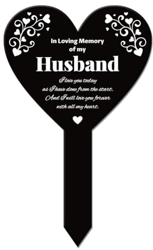 GLOBLELAND Palo da Giardino A Forma di Cuore del Marito Palo Commemorativo per Targa Commemorativa per Cimitero Palo per Tomba in Acrilico Palo da Giardino Impermeabile con Simpatia per Cimitero