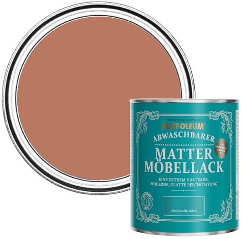 Rust-Oleum rot Möbelfarbe mit Matt-Finish, geruchsarm und wasserbasiert für Innenholz - Siena 750ML