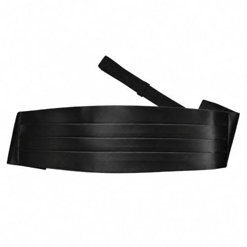 DQT Einfarbiger Herren-Kummerbund aus Satin, Schwarz , Adult Size