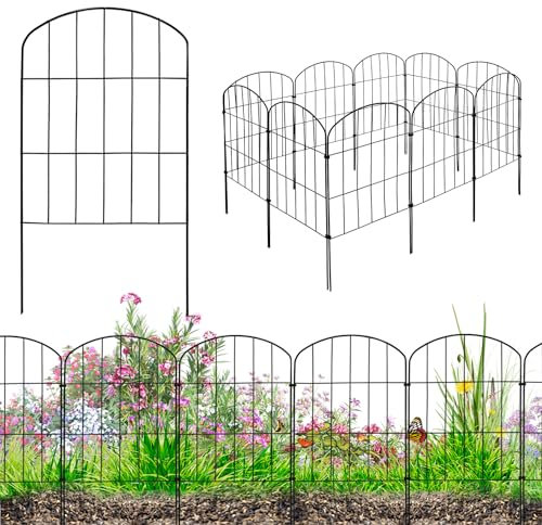 Clôture de jardin enfichable 10 éléments de clôture de 43 cm, clôture en métal pour chien, clôture en maille Noir V2Aox