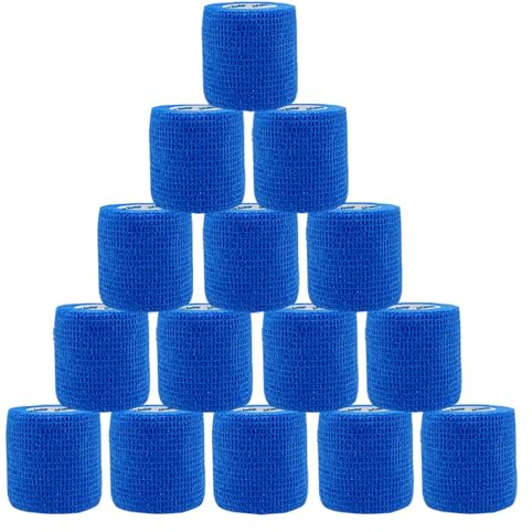 NELLHOMY 15 Rolls Self Adhesive Bandage, 5cm x 4.5m Cohesive Bandages | Elastic Sports Tape, Pet Vet Wrap, Dog Bandage for Paw, Pets First Aid, Blue