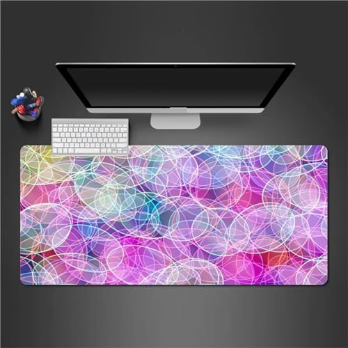 Gaming Mauspad XXL Lila Kreis Großes Mauspad Schreibtischauflage mit Vernähte Kanten Einer speziellen Oberfläche verbessert Geschwindigkeit und Präzision 900x400x3mm