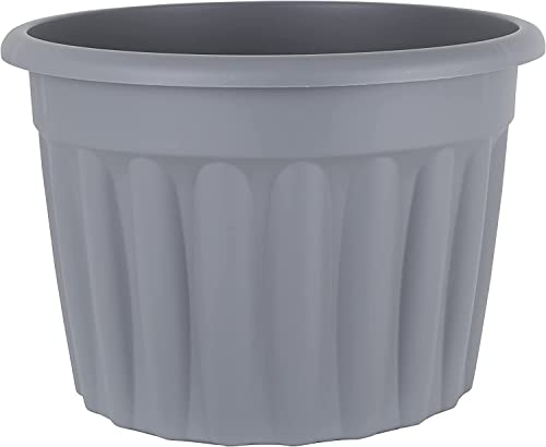 JMS we create smile 60cm Extra Large Plastic Plant Pot, 69L Litre Round Planter Lightweight & Weather Resistant | Durable Gardening Tub for Flower Pot Plant Herb Indoor or Outdoor Use (Grey)
