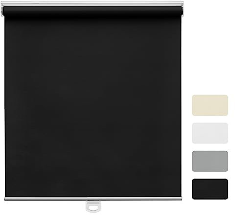 Moonice Kabellos Rollos Verdunkelungsrollo mit Federhebefunktion für Fenster Wärmeisolierte Einfach zu Installierende Maßgeschneiderte Rollos für Zuhause Schlafzimmer Büro (Schwarz,56 x 183 cm)