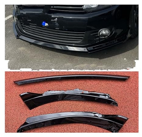 Frontspoiler Lippe Für Golf 6 MK6 Für TSI Für TDI 2008-2012 Stil Front Stoßstange Splitter Lip Diffusor Körper Kit Spoiler schutz Nachrüstung. Diffusor Protector Guard(Gloss Black)