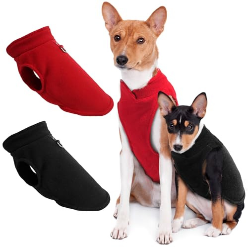 2 Stück Hundepullover Kleine Hunde, yisight Hundemantel, Hundebekleidung & Zubehör, Hundemantel für Kleine Hunde, (S-Code) Schwarz und Rot, Haustierbekleidung