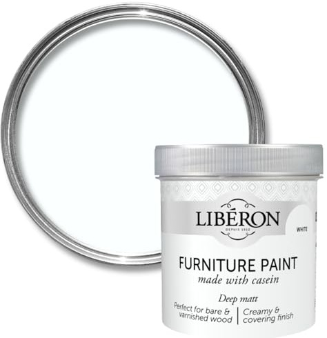 Libéron Furniture Paint for Wood Furniture, White Matt, 500ml | Milk casein-based, Ultra matt finish, High coverage, Timeless look