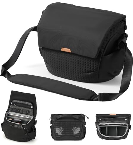 TARION Camera Messenger Bag for Travel - 7L Quick Open Crossbody Camera Sling Pack with Adjustable Shoulder Strap & 2 Removable Dividers Photo Shoulder Bag with Large Capacity for DSLR SLR Thorner
