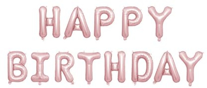 Fesnova 16 Zoll Folie Luftballons Happy Birthday Banner Rosa, Happy Birthday Ballon Girlande, für Geburtstagsdeko, Folienballons „Happy Birthday“, Geburtstag Ballons, Luftballons Happy Birthday