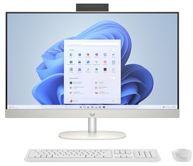 HP 27-ct2003ss - Ordenador de 27 Full HD con Cámara, Teclado y Ratón Inalámbricos (AMD Ryzen AI 7 350, 32GB RAM, 1TB SSD, AMD Radeon Graphics, Windows 11) Blanco - Teclado QWERTY Español