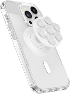 Hanaoops Soporte y Agarre para Teléfono Móviles Soporte de Anillo de Agarre para Movil Universal Soporte Plegable Expandible Ventosas Móvil para Teléfonos Inteligentes y Tabletas (Blanco)