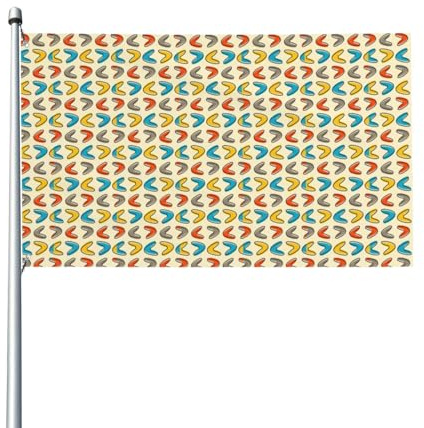 3x5ft Outdoor Vintage Moderne Mid Century Gelb Rot Blau Dekorative Flagge Einseitige Polyester Flagge Metallösen Frühling Hand
