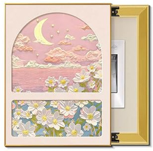 WXQTM Peinture Décorative pour Coffret de Compteur D'électricité Vertical Amovible Art Mural de Compteur Caché À Montage Mural Push Pull pour Porte D'entrée (B,50x70cm)