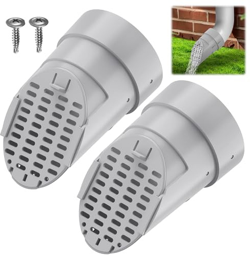 2 Pack Regenrinnen-Fallrohrverlängerung für DN100(10cm) & DN110(11cm) & Rundfallrohr, Fallrohrschutz, Dachrinnen Laubschutz, grau