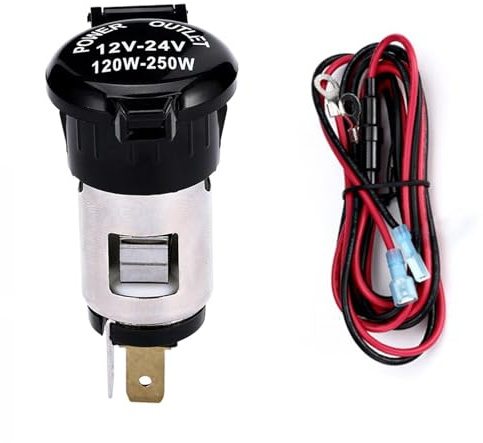 12V 120W Cigarette Lighter Power Socket Plug Outlet, Car Cigarette Lighter with Dustproof Cover, Car Cigarette Lighter Socket Splitter Power Outlet Adapter, Waterproof DC Power Outlet