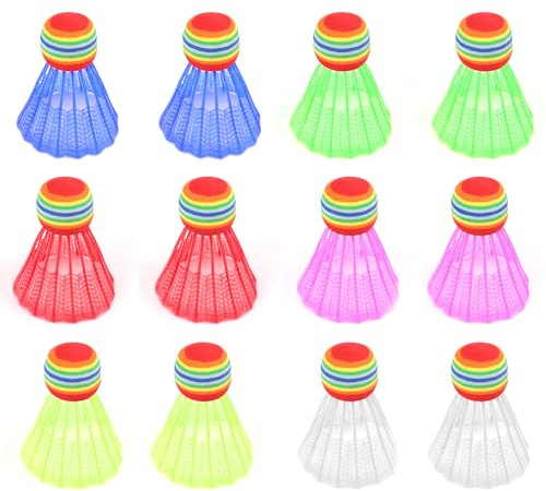 WJMY 12 PCS Federbälle Kinder, Bunte Nylon Federball Bälle, Badminton Bälle, Federbälle für Draußen Anfänger und Kinder, Indoor und Outdoor Sport