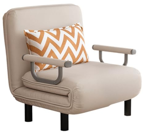 Sofa Cama 1 Plaza Plegable 65 * 190cm Silla Plegable, Sofá Convertible 3 en 1 Multifunción para Sala de Estar, Dormitorio, Habitación de Invitados(Beige)