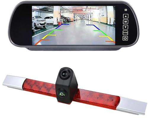 Doppellinsen-Rückfahrkamera, Duale Rückfahrkamera, Bremsleuchte Rückfahrkamera + 7 Zoll TFT LCD Bildschirm Auto Rückspiegel für FIAT Ducato aus 2024/Hella 2DA 343 106-201 Universal Car