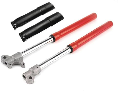 Amortisseur à Fourche Avant inversé avec Couvercle de Protection Compatible avec Le Moto Motocross 47cc 49cc à 2 Traits de Poche(Red)