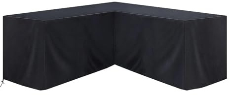 Housse de canapé d'angle en forme de L - 215 x 215 x 87 cm - Imperméable et anti-poussière - Tissu Oxford 210D - Noir