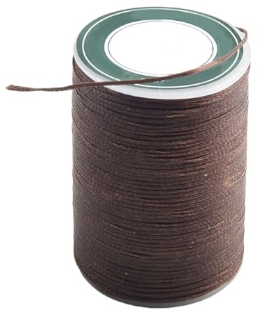 YJDOORPLAY Fil ciré à trois brins en microfibre torsadée pour couture du cuir, loisirs créatifs, fabrication de bracelets - 0,8 mm - 78 m (marron foncé)