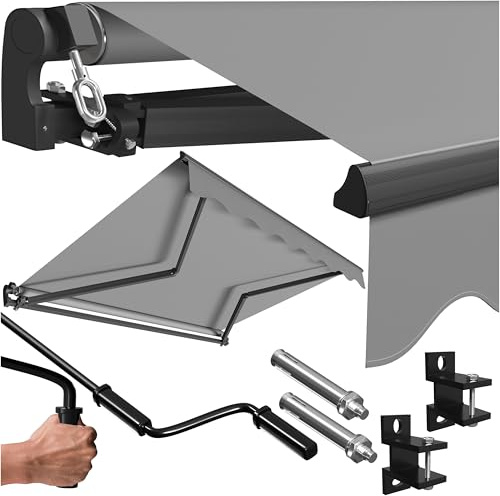 KESSER® Gelenkarmmarkise Vormontiert Markise Gelenkmarkise 250 x 200 cm Terrassenmarkise Sonnenmarkise inkl. Wandhalterung Sonnenschutz Balkonmarkise wasserabweisend Alu/Polyester Grau