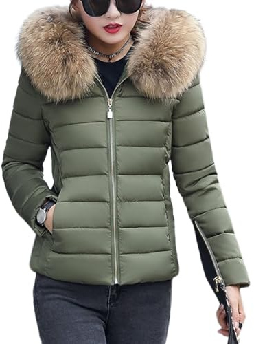 Cappotto invernale caldo da donna, trapuntato, spesso, piumino, casual, corto e leggero, con cappuccio in pelliccia sintetica rimo