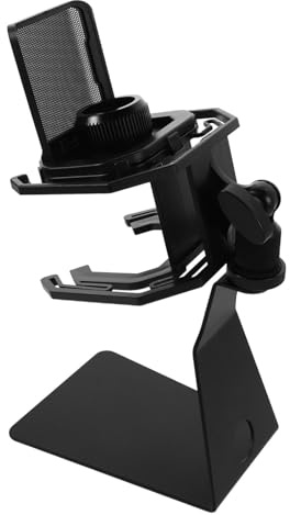 Toyvian Microphone Shock Mount for Condenser Mic Wave Microphone Shock Mount Pop Filter Reduces Vibration Noise Desktop Audio Stand for Livestreaming
